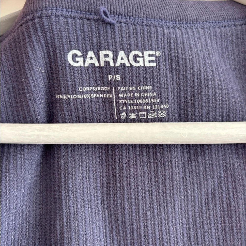 Garage Deep Blue Ribbed V-Neck Crop Top - Picture 2 of 3